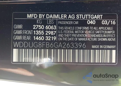 2016 Mercedes-Benz S 550 4Matic из США, поврежденный, VIN WDDUG8FB6GA263396